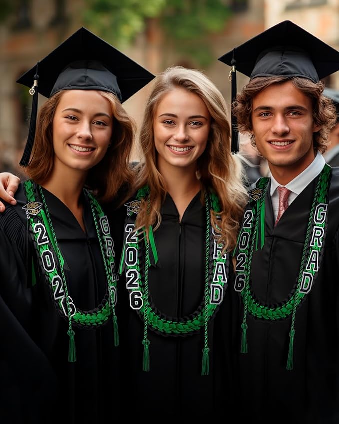 ALKB 2026 Graduation Lei Set - Two-Tone Braided Ribbon with Honor Cord, Unisex Graduation Gift for Graduates, Polyester