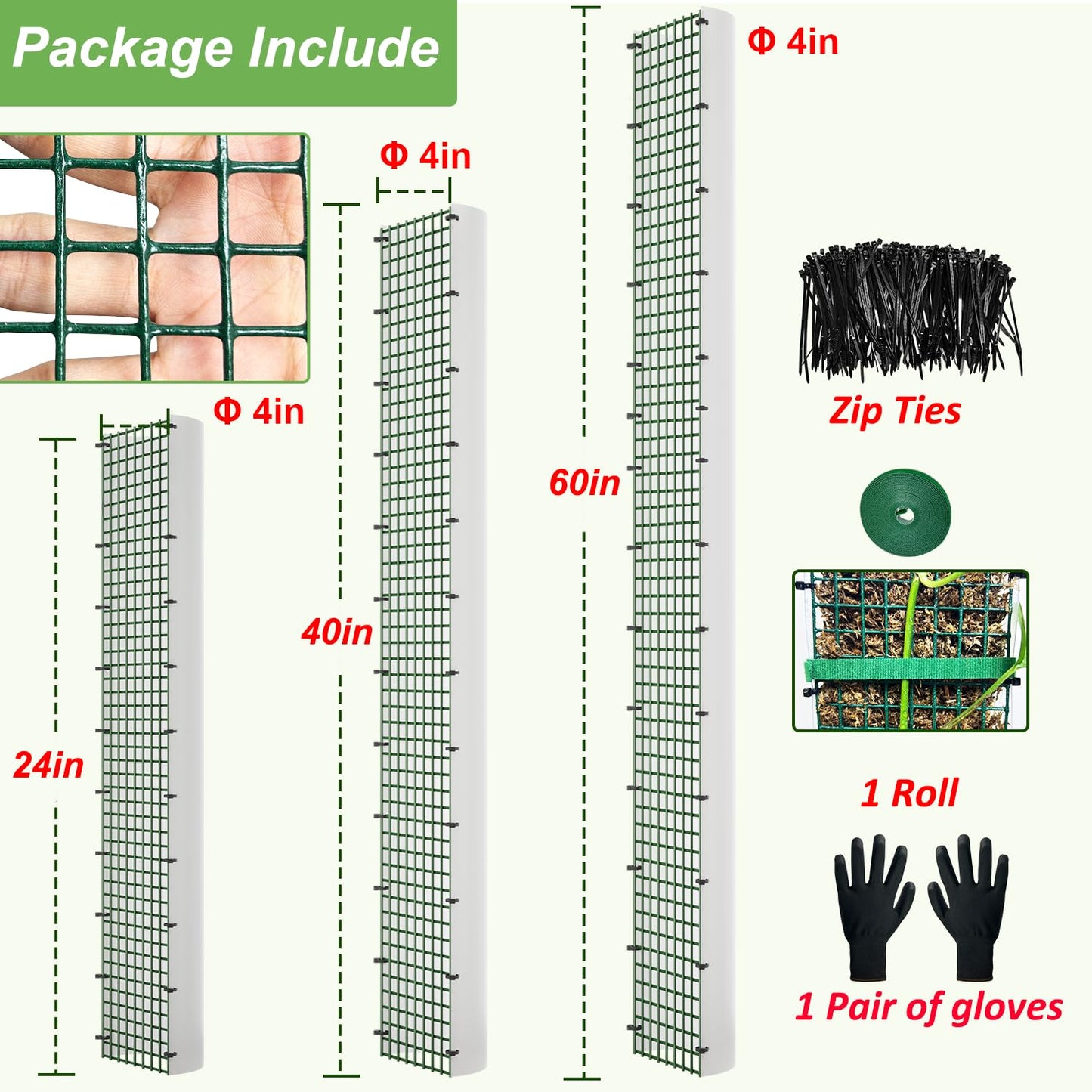 60"/40"/24" Metal Moss Pole, D Shape Sphagnum Moss Pole, Moss Poles for Climbing Plants, Monstera, Indoor Climbing Plants (1 Each of 60" 40" 24")