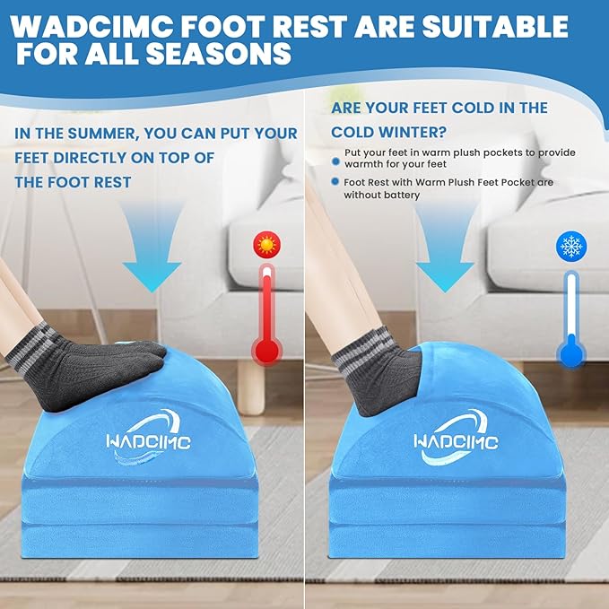 Foot Rest for Under Desk at Work, Warmer Feet Pocket Footrest,Foot Stool with Washable Cover,Comfortable Footrest with 3 Adjustable Heights, for Office Gaming Chair, for Leg Support, XL(18IN)