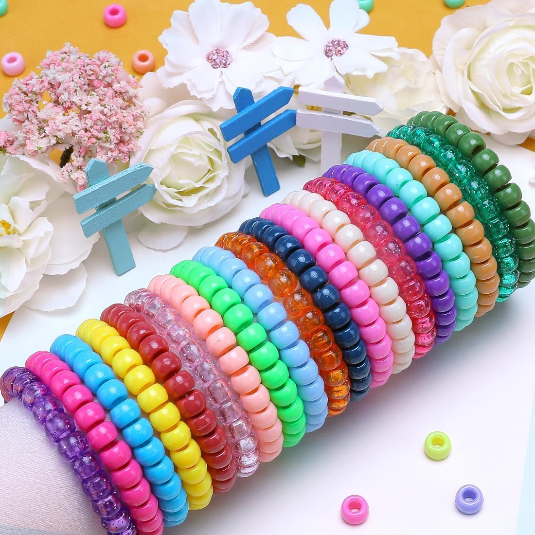 8000+ pcs Pony Beads Bulk for Bracelet Dark Blue Plastic Beads Making for Hair Braiding DIY Crafts Kandi Jewelry Key Chains and Ornaments Decorations Boxed