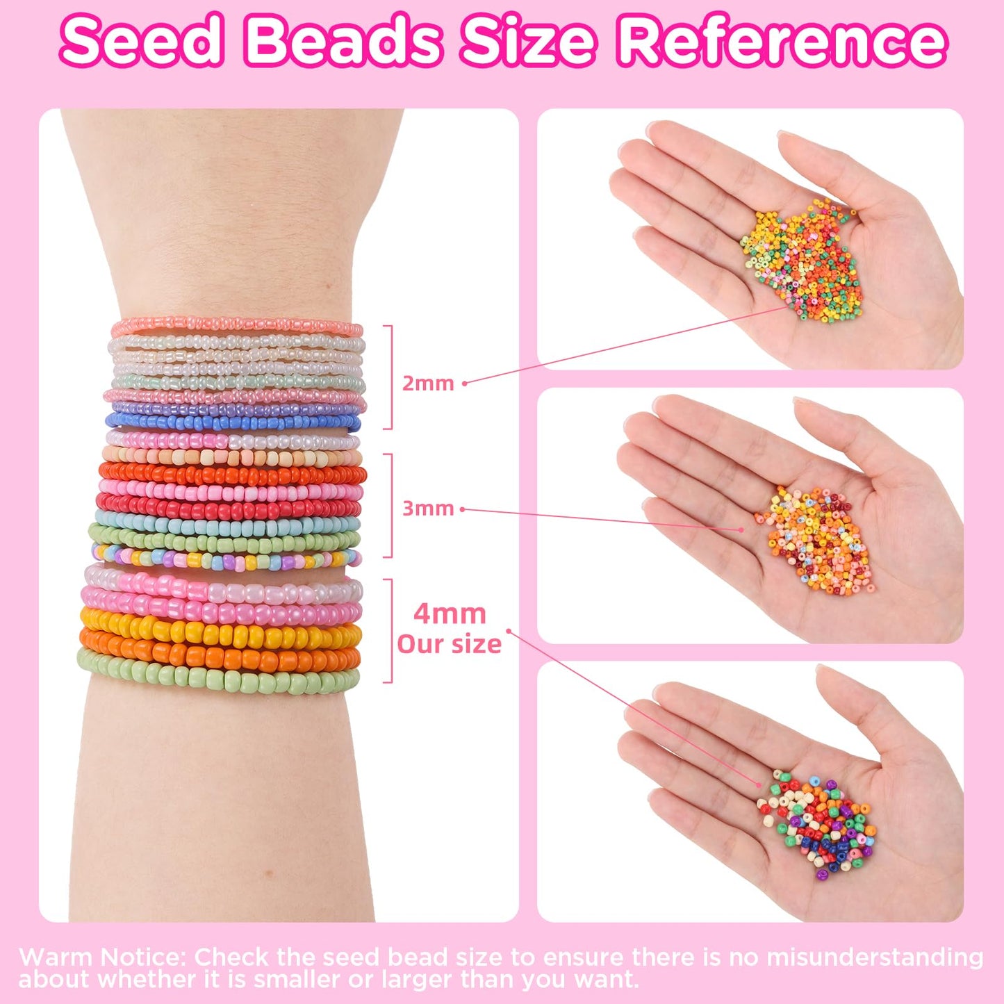 Funtopia 4mm 13000pcs+ Seed Beads for Jewelry Making, 120 Colors Small Glass Beads for Bracelets, Friendship Bracelet Kit with Alphabet Letter Bead Smile Face Bead for DIY, Art and Craft