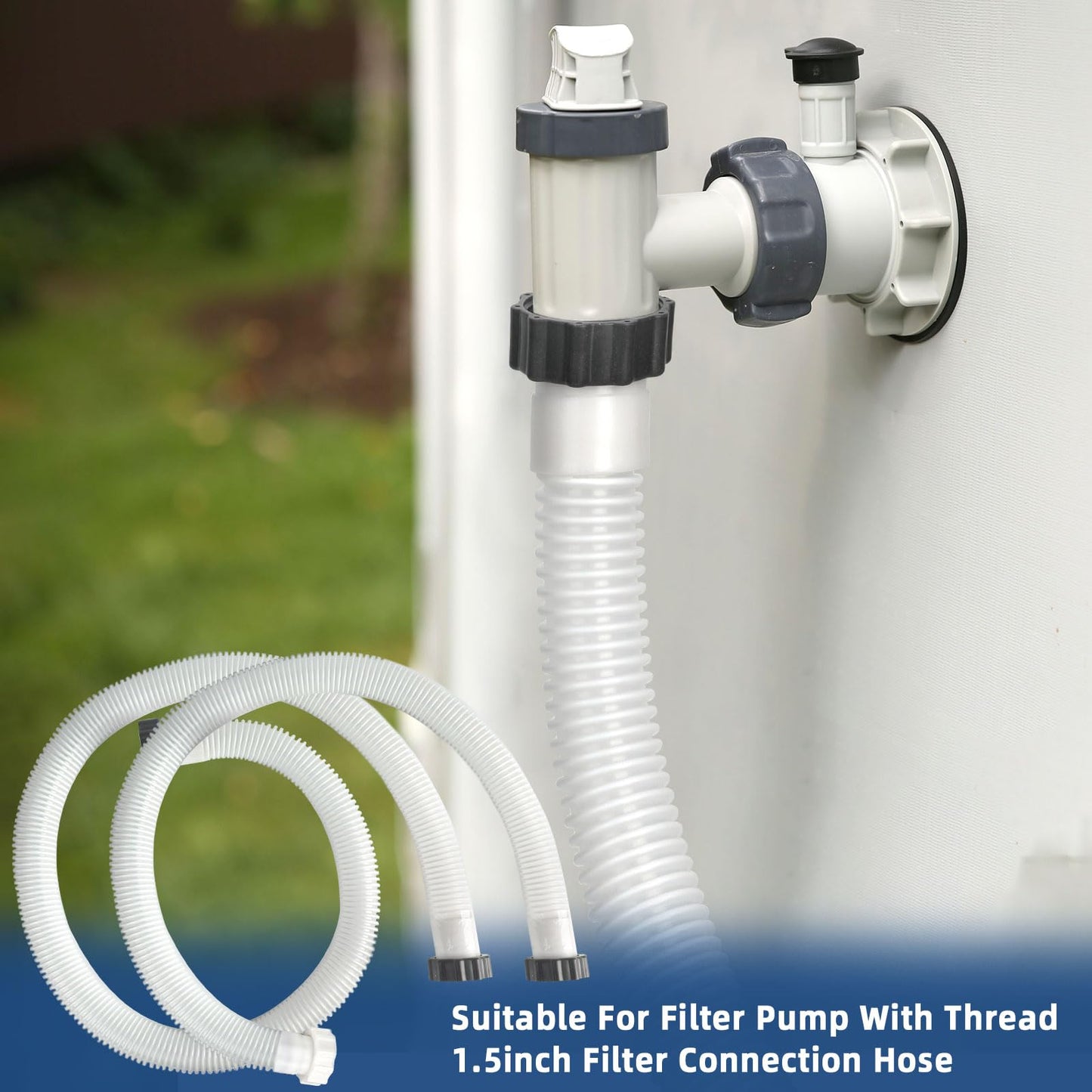 Conderyang 2 Pack 1 1/2 Pool Hose for Above Ground Pools 6ft&3ft Long Pool Pump Replacement Filter Hoses 1.5" EVA Swimming Pool Filter Hose for Filter Pumps, Saltwater Systems and Sand Filters (White)