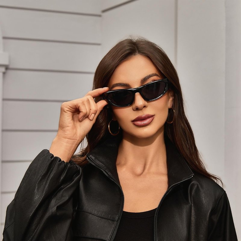 DsitMG Wrap Around Y2K Sunglasses for Women Trendy Oval Polarized Glasses UV400 Protection Sun protection traveling cycling (Green)