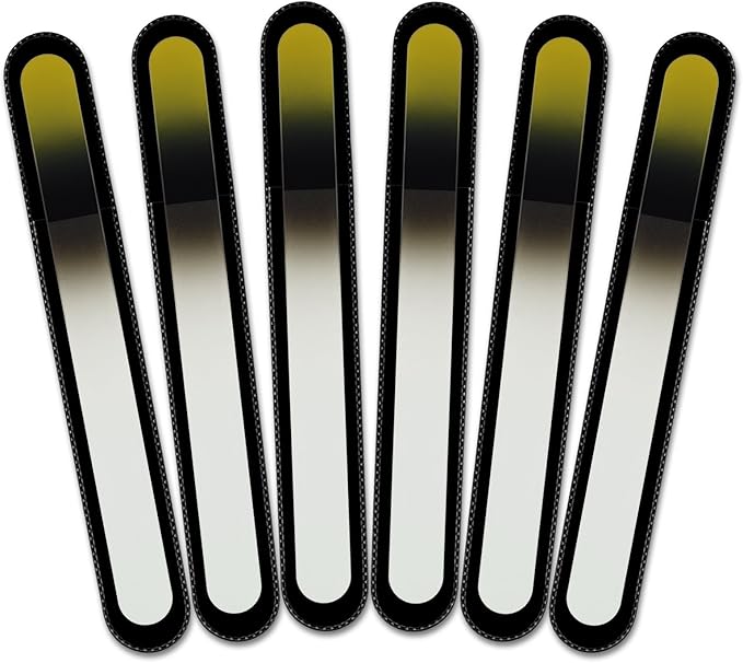Mont Bleu Rainbow Crystal Nail File in Black Pouch - Large/Professional Size - Czech Tempered Glass - Handmade in Bohemia (Czech Republic)