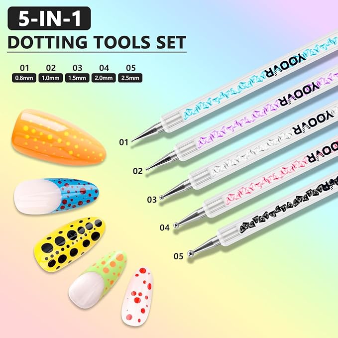 Nail Art Brushes and Dotting Tools, 10pcs Nail Art Design Tool Set, Nail Brushes for Nail Art, French Tip Brush, Liner Brush, Gel Polish & Builder Brush, Manicure Tools for Salon Use & Home DIY