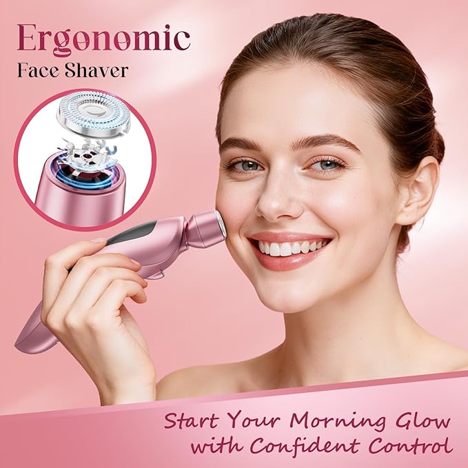 Cordless Electric Razors for Women: Rechargeable Painless Bikini Trimmer for Body Hair - IPX7 Waterproof Shaver with LED Display for Face/Underarm/Leg Light Pink Upgraded