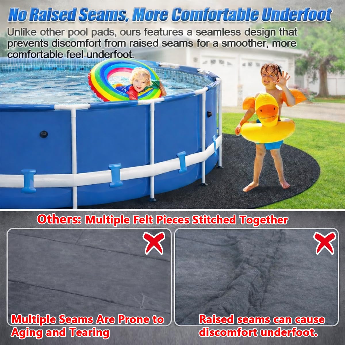 Abimars Pool Liner Pad for Above Ground Pools, 21 FT Round Extra-Thick Pool Mat, Seamless Comfort Underfoot, Puncture-Resistant Industrial-Grade Black Synthetic Fiber Pad