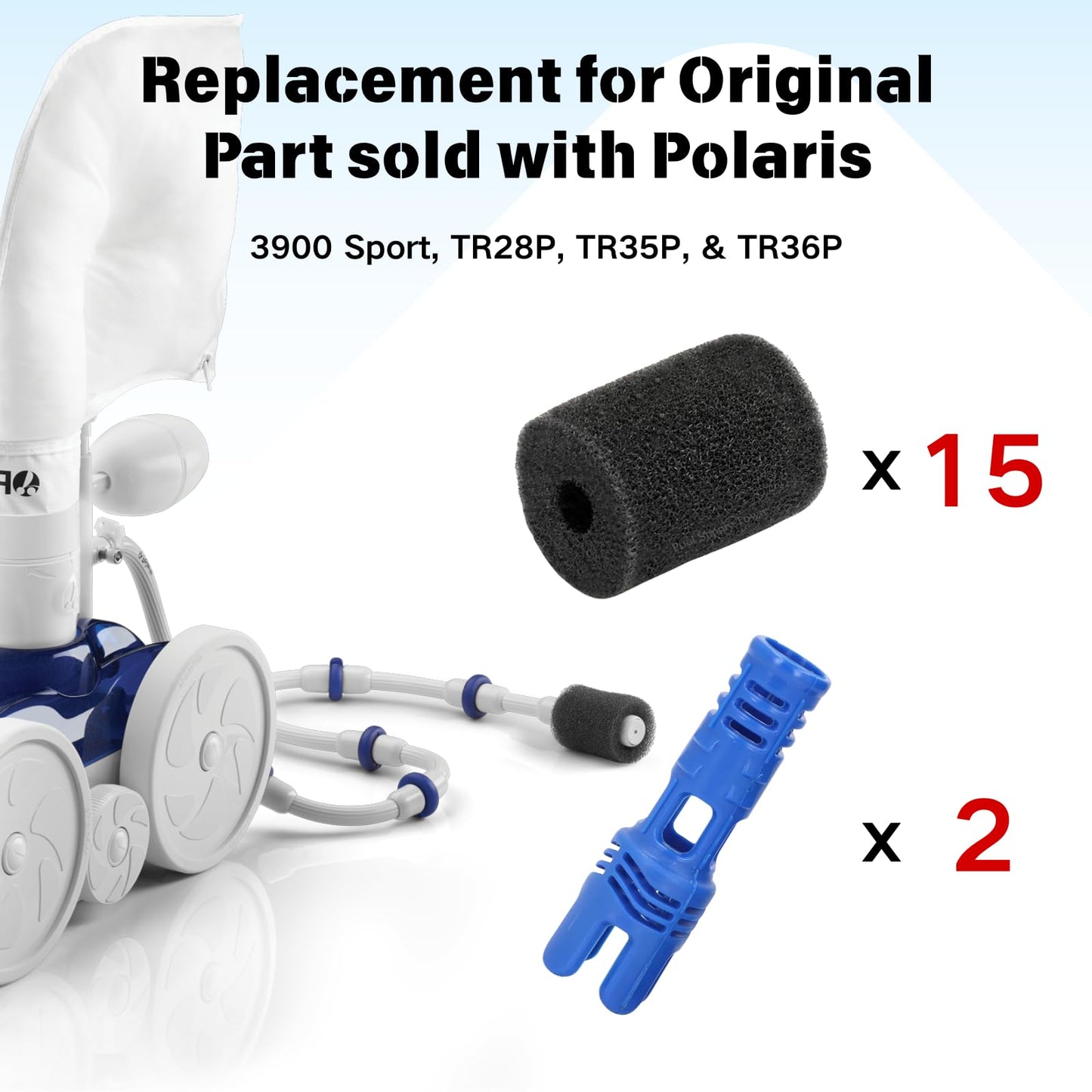 for Polaris Pool Cleaner Parts 15 Pack Polaris 280 Part Sweep Pro Sweep Scrubbers Replacement 2 Hose Tail Scrubber Cleaner Pool Tail Scrubber 280 360 380 180 480 3900