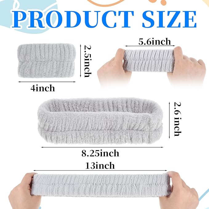 6 Pcs Face Wash Headband and Wristband Set Spa Headband and Wristbands Set Makeup Facial Face Wash Head Wrist Bands Soft Puffy Makeup Skin Care Facewashing Hair Band Accessories for Women