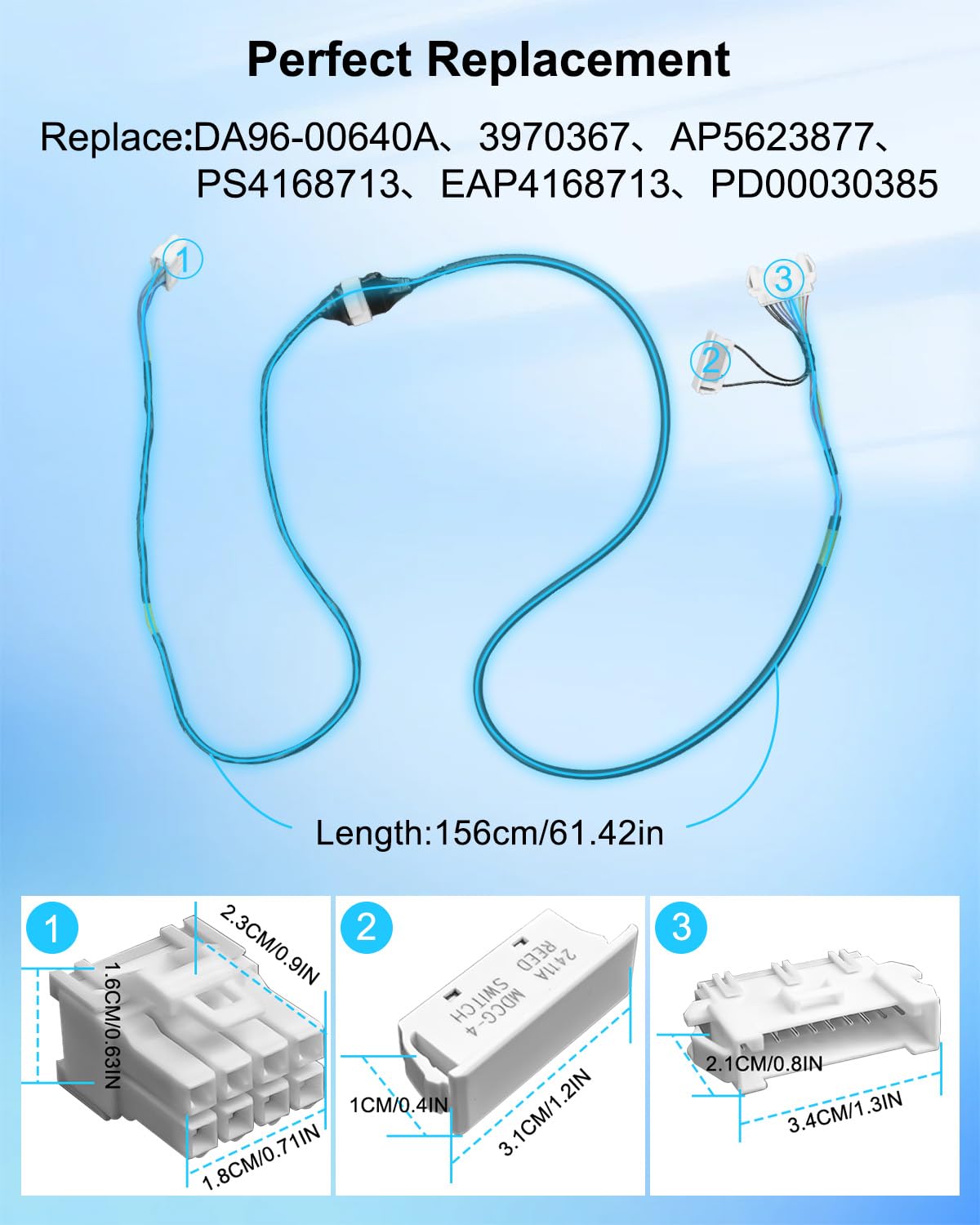Upgraded Refrigerator Wire Harness Fit for Samsung Refrigerator Replace DA96-00640A AP5623877 3970367 EAP4168713 PS4168713