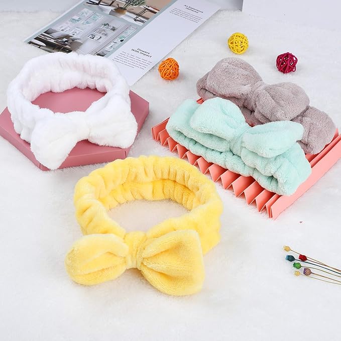 8 Pack Spa Headbands for Women, Soft Bow Skincare Headband for Washing Face, Skincare, Salon & Makeup, Bulk Spa Party Favors, Ideal Christmas Gifts or Stocking Stuffers for Teen Girls