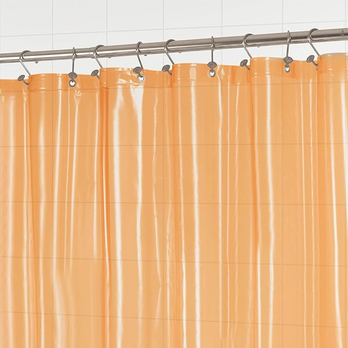 Barossa Design Clear Orange Long Shower Curtain Liner 78" Height - 3 Magnets & Waterproof Lightweight PEVA Shower Liner for Bath Tub, PVC Free, Metal Grommets, Clear Orange, 72x78