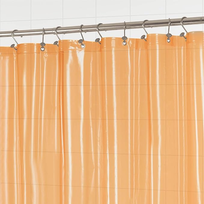 Barossa Design Clear Orange Shower Curtain Liner - Premium PEVA Shower Liner with 3 Magnets & Metal Grommets, Waterproof Lightweight Standard Size Liners for Bathroom - Translucent Orange