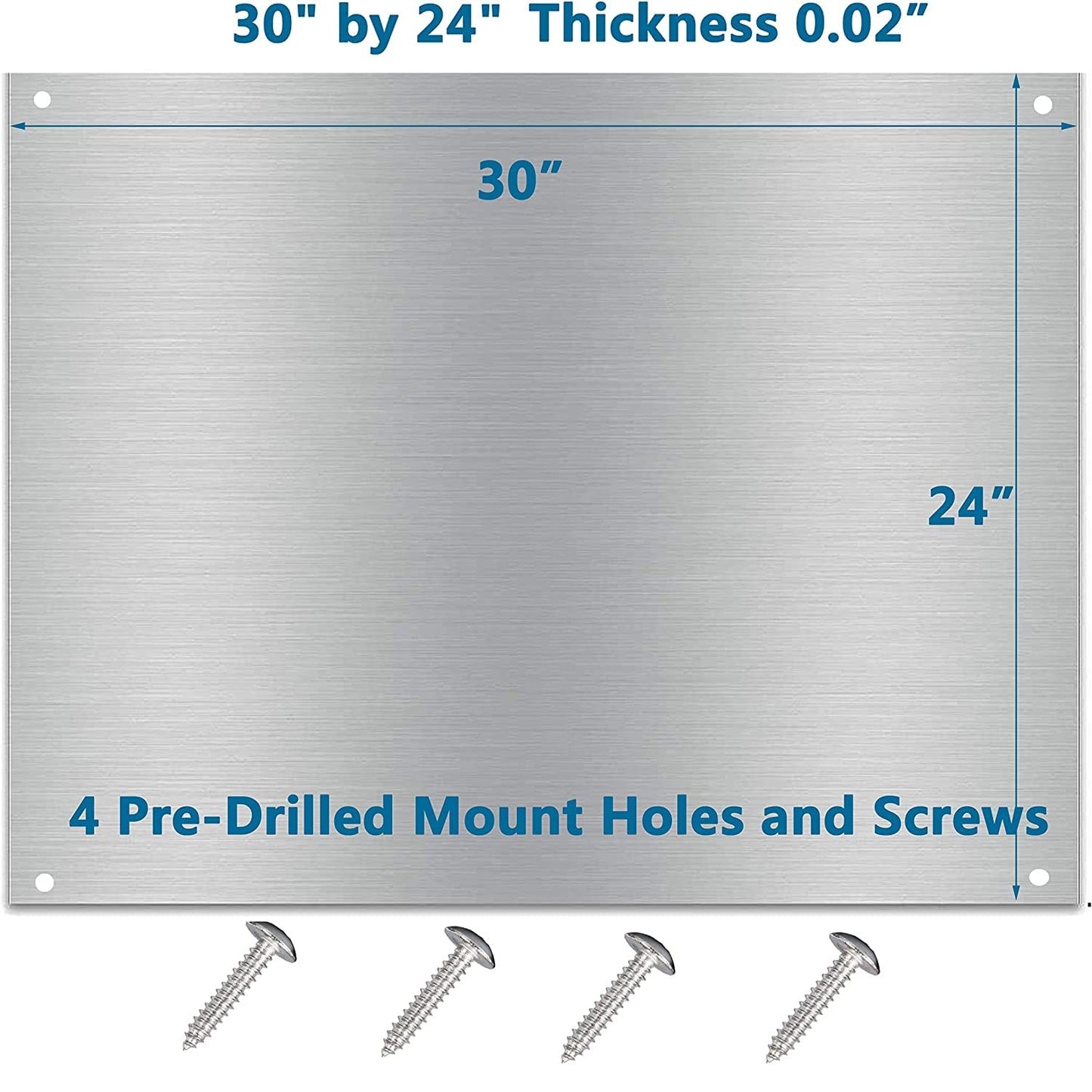 24 x 30-inch Reversible Stainless Steel Backsplash for Kitchen wall，Splatter Guard and Cooking Shield， Range Hood Accessories to Keep Kitchen Clean， Four Pre Drilled Holes for Easy Installation