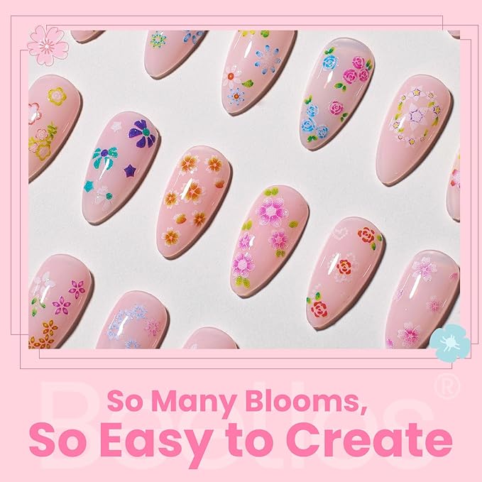 Beetles Nail Art Stickers 30 Sheets 3D Flower Nail Stickers Heart Nails Design Supplies DIY Decals for Decoration Nails Art for Women Girls