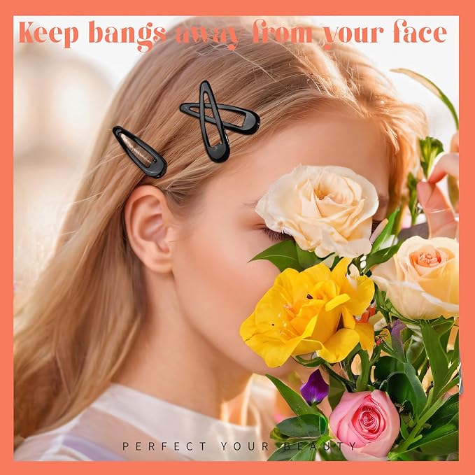 Teenitor 50Pcs Black Hair Barrettes For Women, 2 Inch Hair Barrettes Snap Hair Clips, Hair Clips For Women, Hair Accessories Black