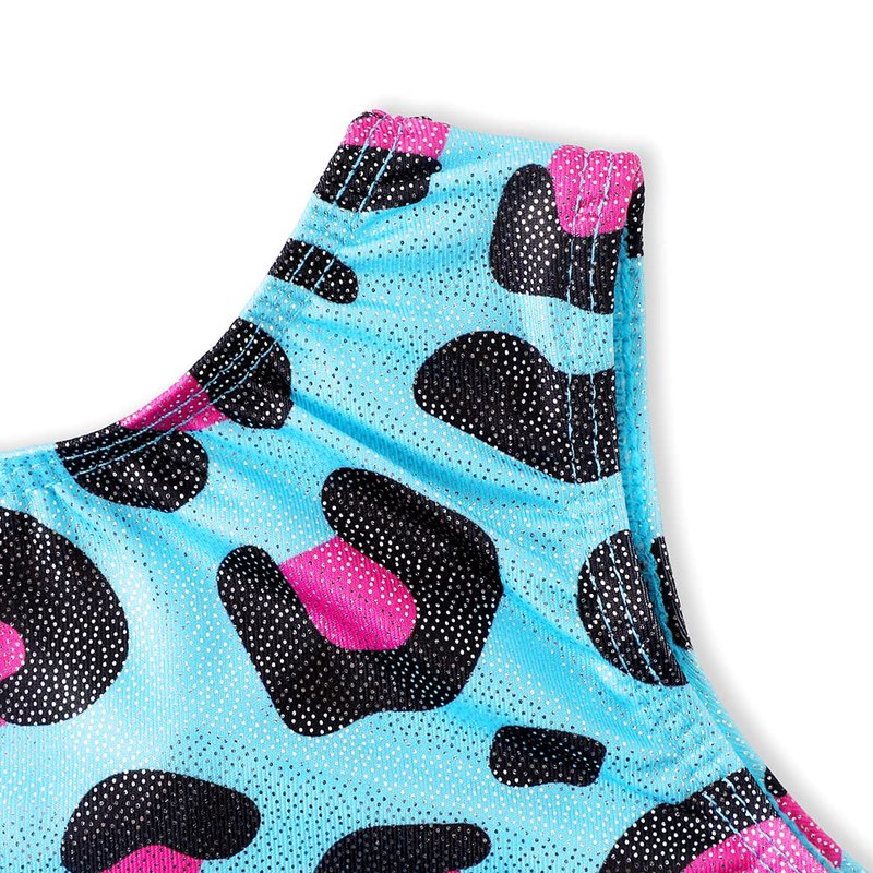 HOZIY Gymnastics Leotards for Toddler Girls 5t Size 5-6x Year Old Biketard Leotard with Shorts Leopard Blue Pink Tumbling Outfits Kids Leo Maillot Gimnasia Nina Shiny Sparkle