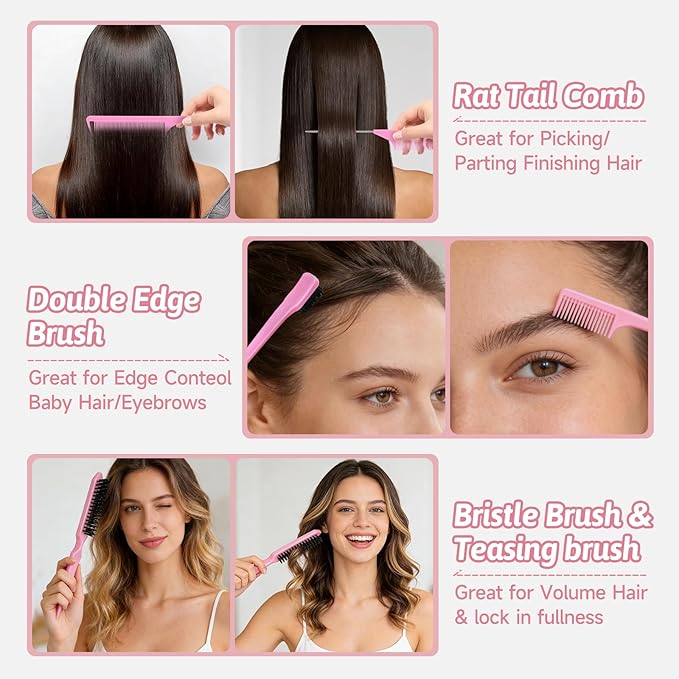 Boar Bristle Hair Brush for Women Men - Gentle Detangling Paddle Brush Pink with Nylon & Boar Bristles, Smoothing, Massage & Shine, Reduces Frizz, for Curly, Thick, Thin, Wet or Dry Hair & Extensions