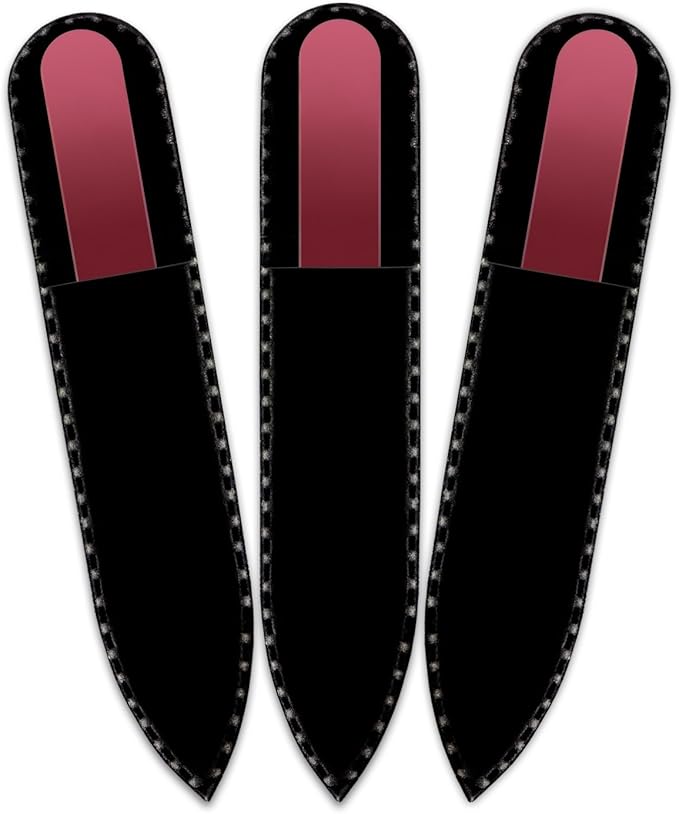 Mont Bleu Rainbow Crystal Nail File in Black Pouch - Small - Purse Size - Czech Tempered Glass - Handmade in Czech Republic - Expertly Shape Nails & Enjoy a Smooth Finish