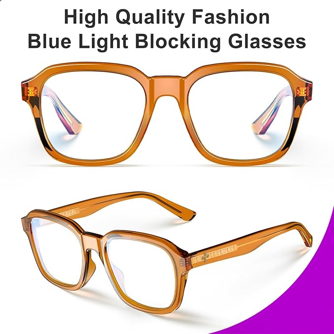VISOONE Oversized Square Blue Light Blocking Glasses Fashion Computer Eyewear for Women and Men BENNETT