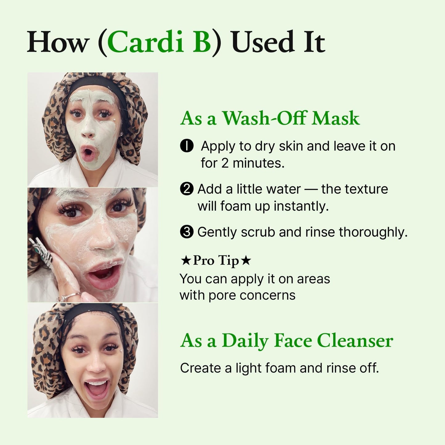 FULLY Green Tomato Facial Cleanser, Cardi B’s Clay Mask Cleanser for Deep Pore Cleanse & Pore Detox, Blackhead & Sebum Control, Gentle Face Wash for Women, Korean Skincare