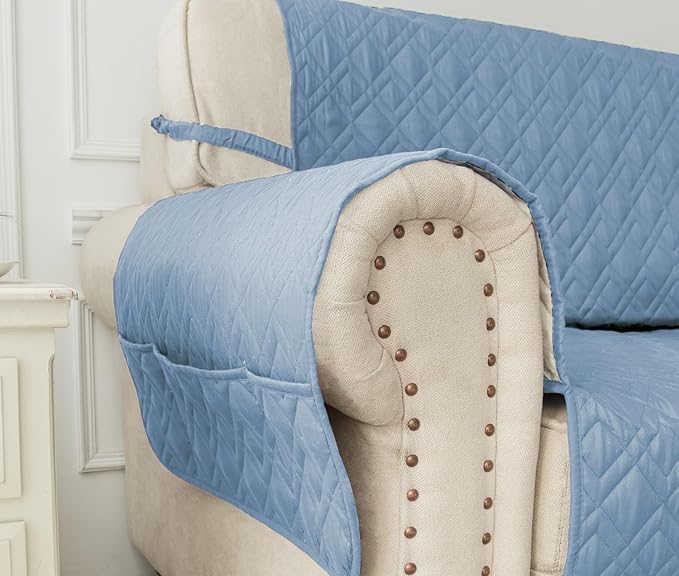 Ameritex Waterproof Nonslip Recliner Cover Stay in Place, Dog Chair Cover Furniture Protector, Ideal Recliner Slipcovers for Pets and Kids (Stoneblue, 30")