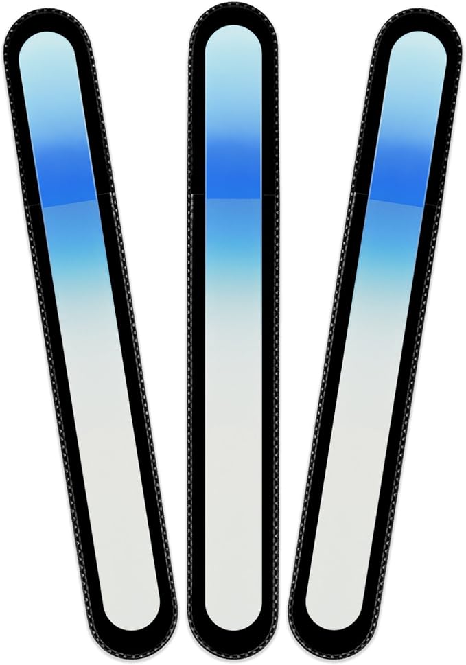 Mont Bleu Rainbow Crystal Nail File in Black Pouch - Large/Professional Size - Czech Tempered Glass - Handmade in Bohemia (Czech Republic)