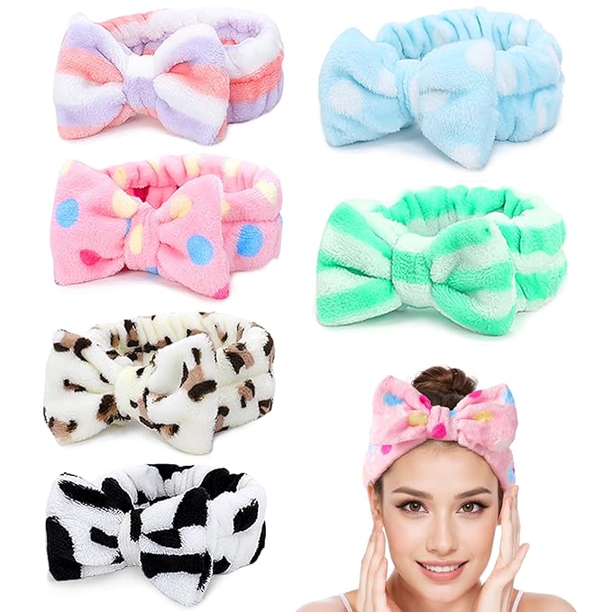 LADES Soft Skincare Headband – Adjustable, Comfortable & Stretchy Fabric, Cute Patterns for Makeup, Facial – Non-Slip, Headband for Hair Control