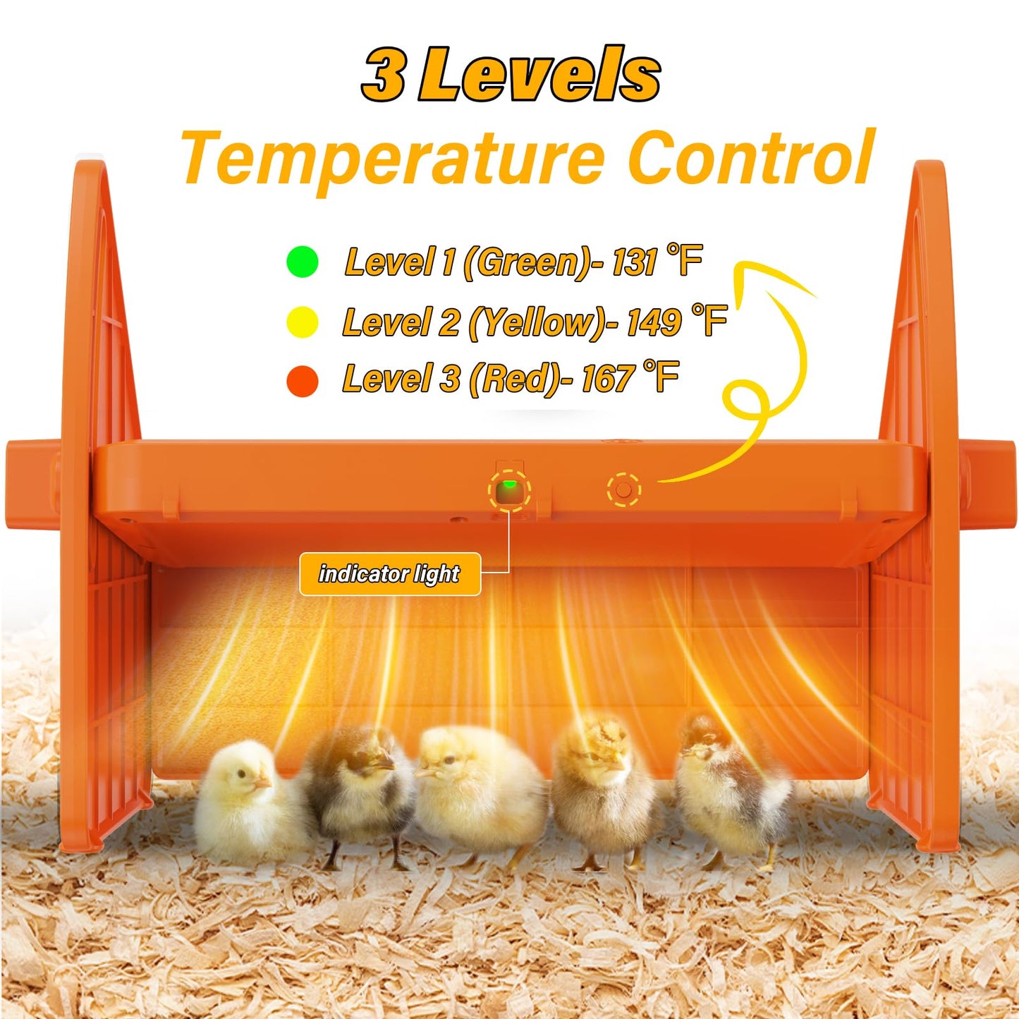 Heating Brooder Plate for Chicks Ducklings, Adjustable 3 Levels Temperature Brooder House for Keeping Poultry Warm(Orange, L)