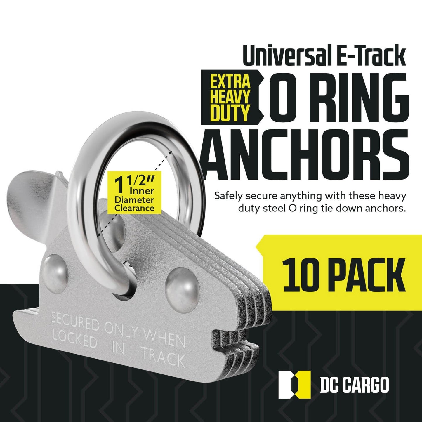 DC Cargo Mall Extra Heavy Duty Steel O-Ring (Pack of 10) 6000Lbs Break Strength - E Track Accessories Tie-Down Anchors for E-Track Tie-Down System