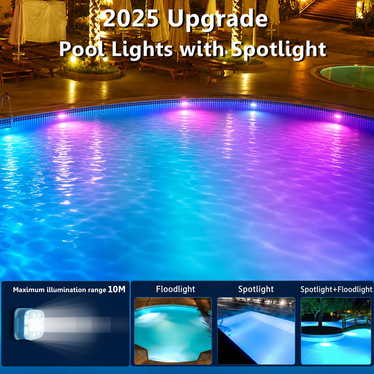 HL Pool Lights,Rechargeable Submersible LED Lights with Remote,Waterproof Magnetic Floating Light,Underwater Battery Spotlight for Above Ground/Inground Swimming Pools,Hot Tubs,Fountains-4 Pack
