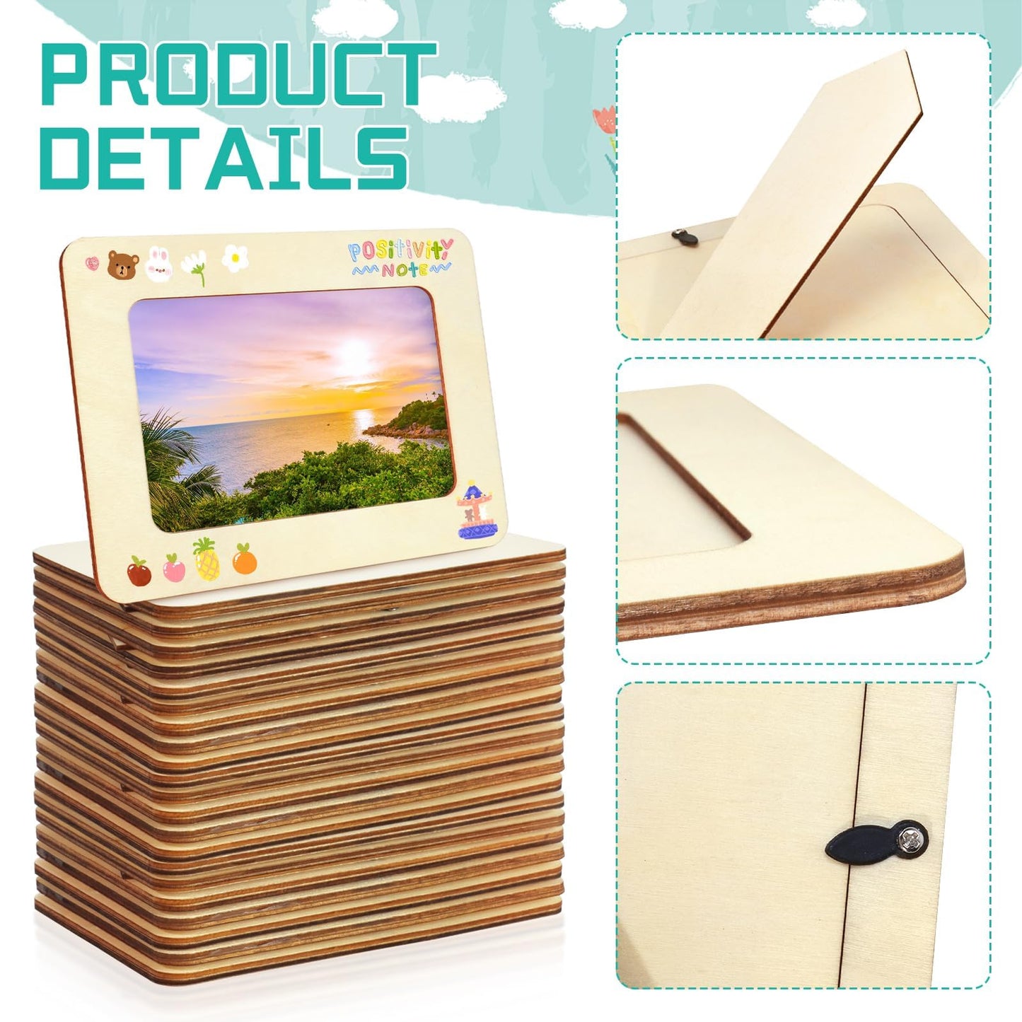 VOKOY 40 Pack Wooden Picture Frames for Crafts, 4" x 6" Photos DIY Wood Picture Frames Unfinished Standing Photo Frames DIY Crafts Wood Decorate for Halloween Thanksgiving Mother's Day Wedding Birthday