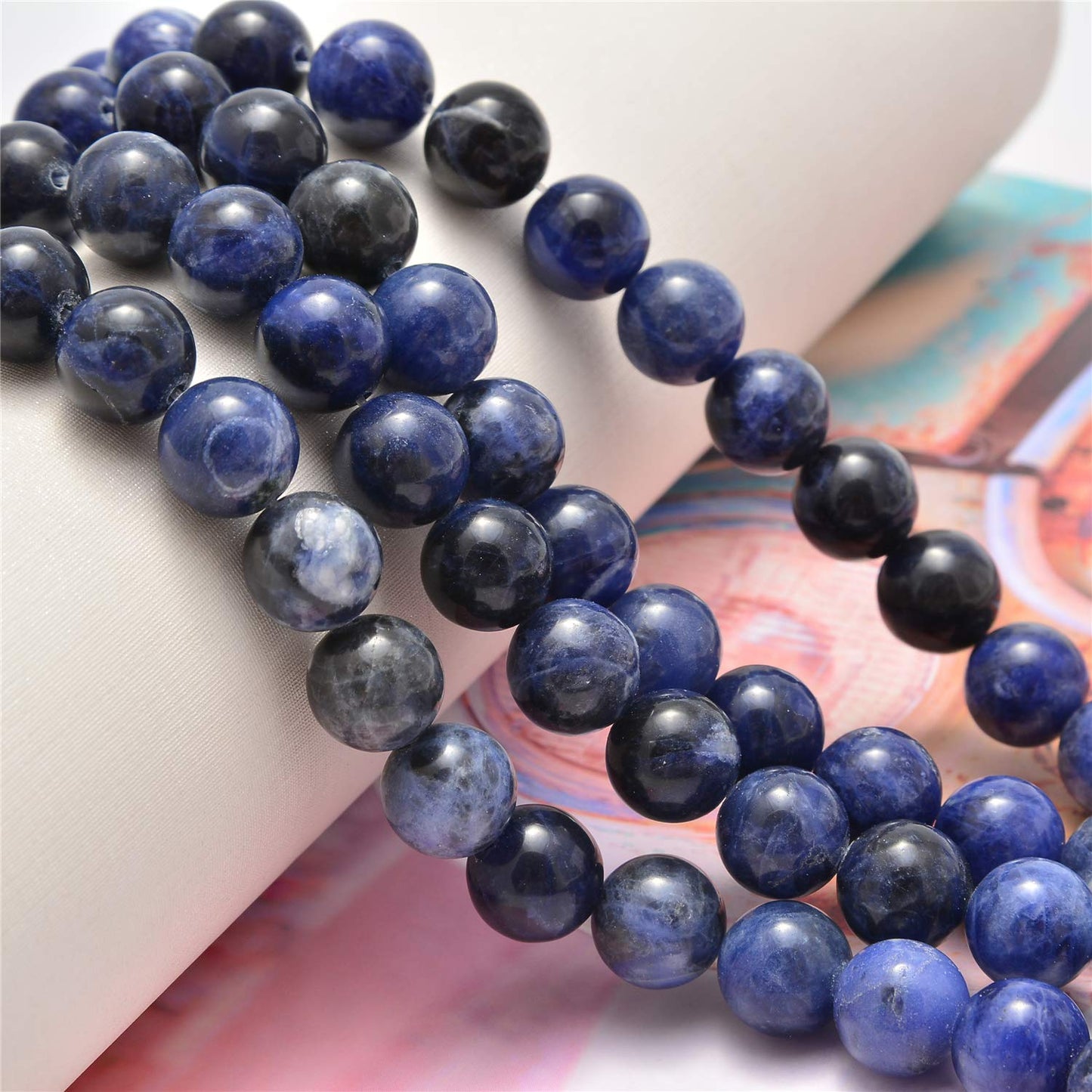 NCB 200pcs 8mm Blue Sodalite Loose Beads for Jewelry Making, Natural Semi Precious Beads Round Smooth Gemstones Spacer Beads Charms for Necklaces Bracelets (Blue Sodalite, 8mm 200Beads)