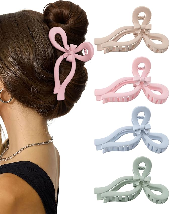 4 PCS Bow Hair Clips for Women Bow Claw Clip 5" Extra Large Hair Claw Clips for Thick and Long Hair Cute Bows Big Clip