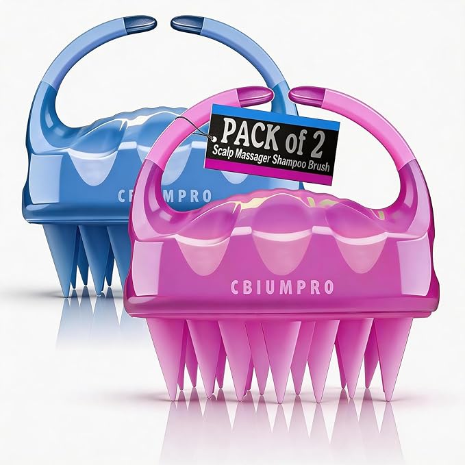 Cbiumpro 2-Pack Scalp Massager Shampoo Brush, Ultra Soft Silicone Scalp Scrubber Exfoliator Brush for Hair Growth & Dandruff Removal - 100% Fit All Hair Types