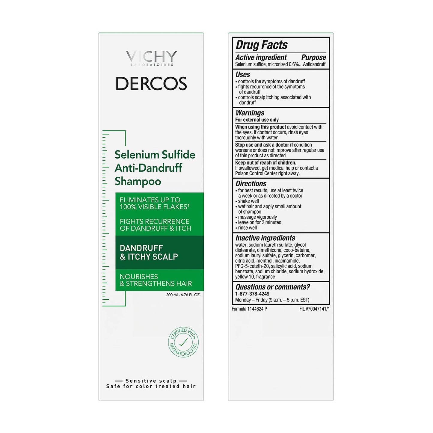 Vichy Dercos Anti Dandruff Shampoo, Dry Scalp Treatment and Itch Relief. Prescription Strength Comparable to 2% Ketoconazole, for Mild to Severe Dandruff-Prone Hair & Flaky, Itchy Scalps, 6.76 Fl. Oz