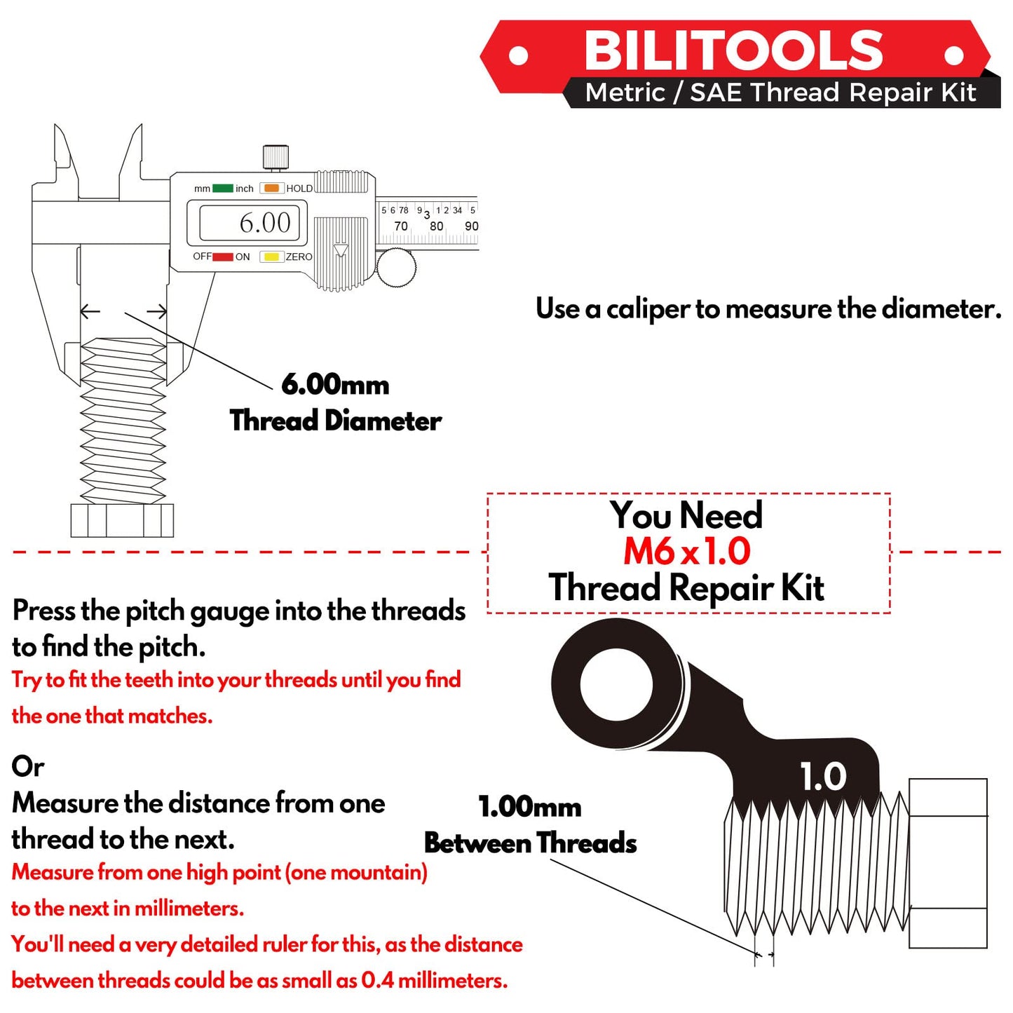 BILITOOLS 7/16-14 inch Thread Repair Kit, HSS Drill Helicoil Repair Kit SAE