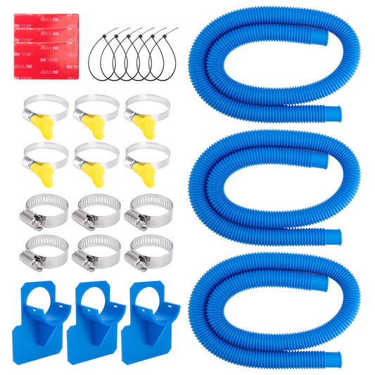 1.25 x 59 Inch Pool Hoses for Above Ground Pools,Pool Filter Pump Hoses,Compatible With Intex Filter Pump 607,637 With 12 Metal Clamps（3 Pack）