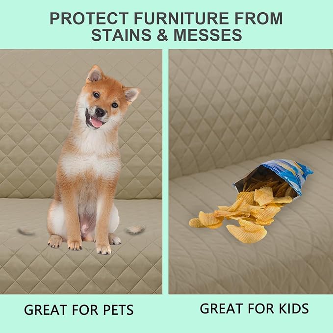 Recliner Chair Covers Reversible Sofa Cover Couch Cover for Pets Lazy Boy Furniture Protector(23''Chair,Camel/Beige)