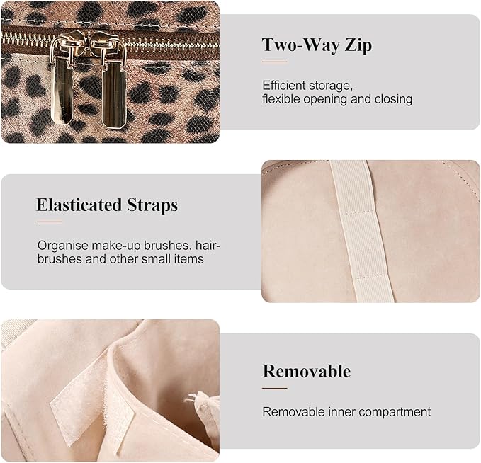 honitty Makeup Bag, Travel Make up Case with Compartments and Handle, Portable Cosmetic Organizer Bags,Toiletry Bag for Women