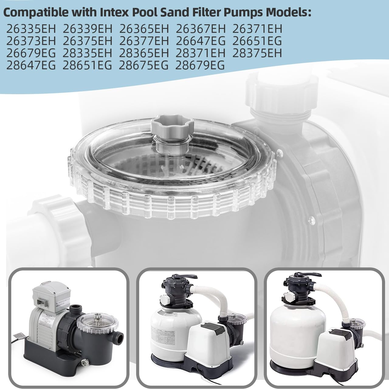 11480 Leaf Trap Cover Compatible with Intex SF60110 SF70110 26335EH 26339EH 26365EH 26367EH 26371EH 26373EH Pool Sand Filter Pump and Combo Parts, with 10460 Air Release Valve, 11232 10264 O-Rings