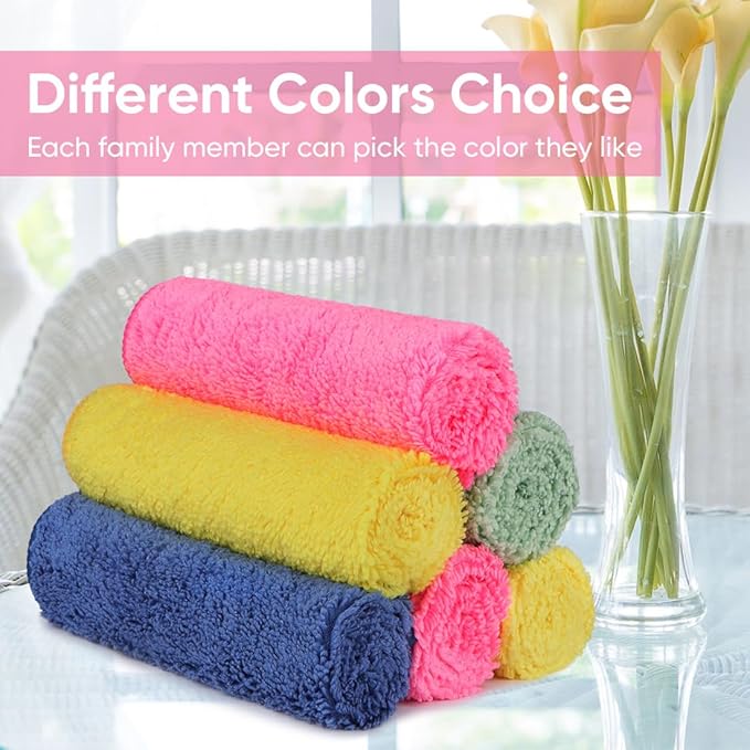 HOMEXCEL Microfiber Washcloths 12 Pack, Highly Absorbent and Soft Face Towel, Multi-Purpose Wash Cloths for Bathroom, Gym, Hotel, Spa and Kitchen, 12x12 Inch, Assorted Set