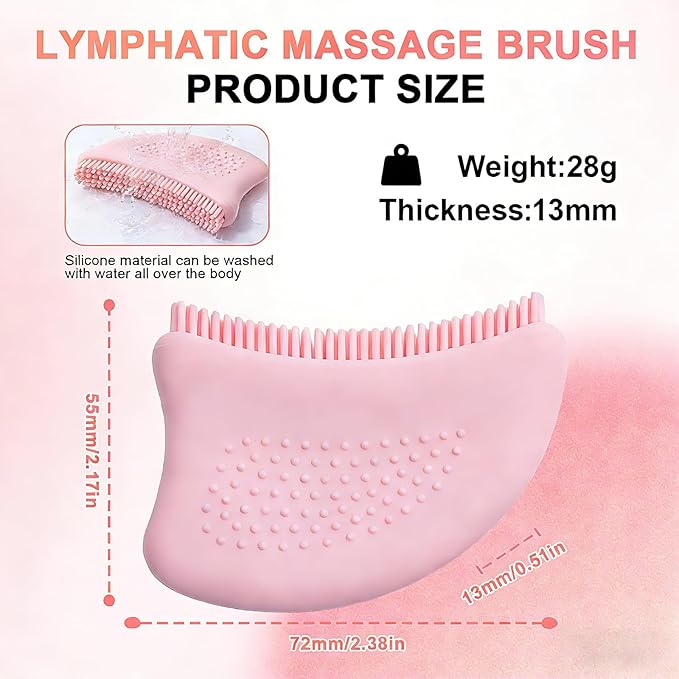 Silicone Lymphatic Contour Face Brush 2 Set - Facial & Neck Lymphatic Drainage Tool for Puffiness Reduction, Restores Facial Definition, Gentle on Sensitive Skin, Naturally Sculpted Look