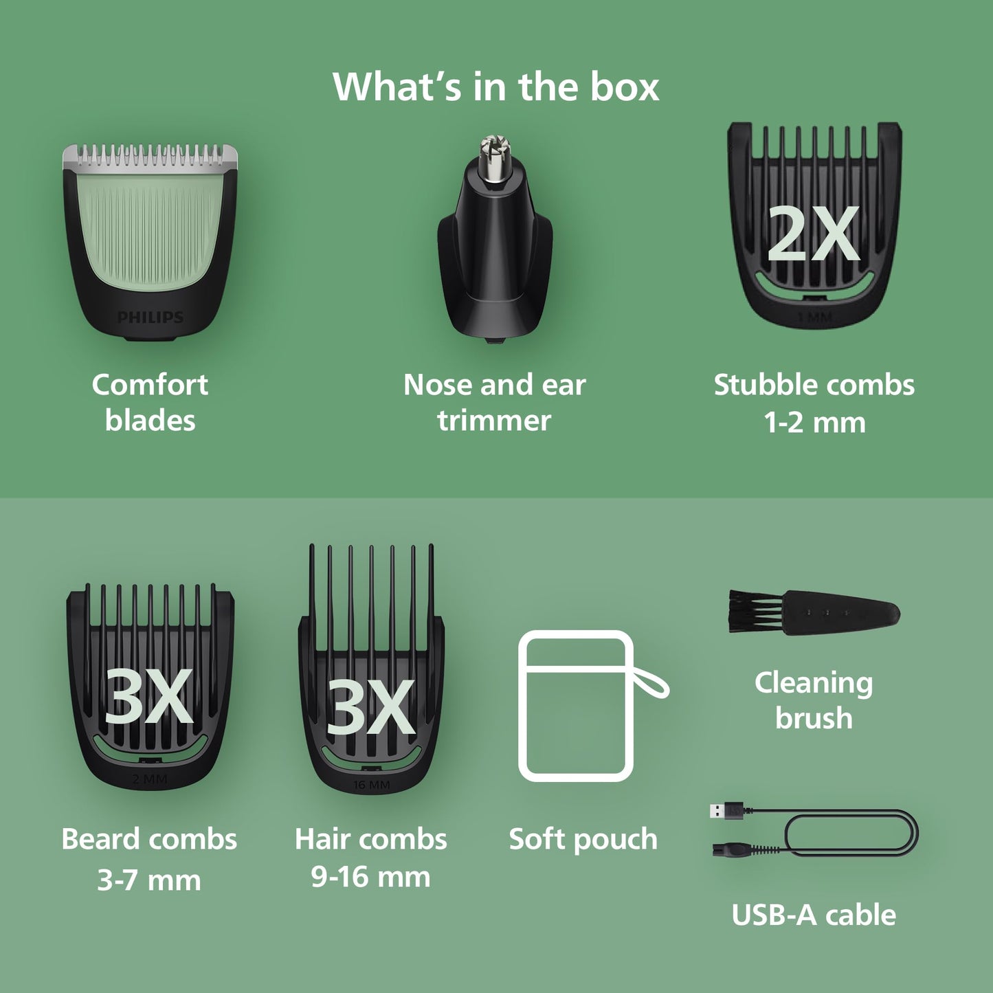 Philips Norelco All-in-One 3000 Series 13 in 1 Trimmer, Beard Styler & Men's Hair Clipper, 9 Length Settings & Self-Sharpening Skin-Friendly Blades, MG3919/50