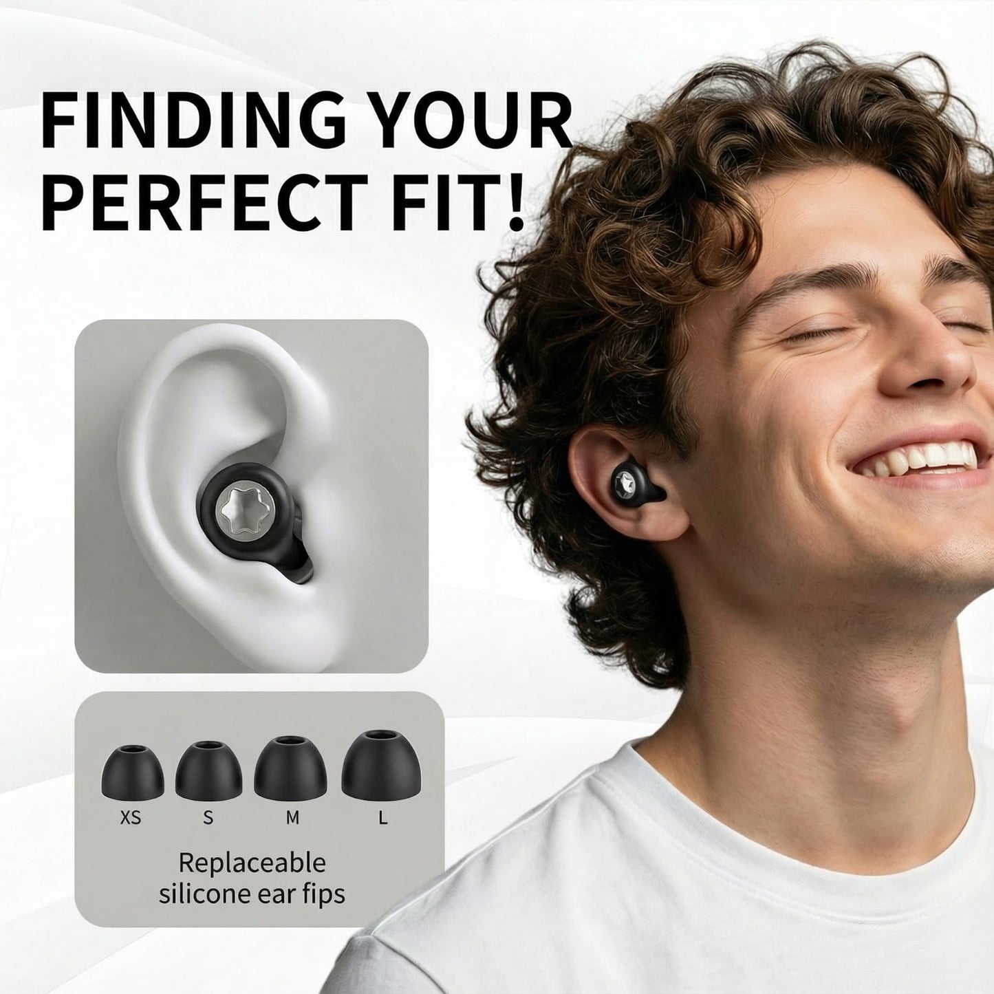 Ear Plugs for Sleeping 45DB Noise Cancelling: Ultra-Comfy Reusable Noise-Reducing Earplugs for Sleeping & Travel & Work Hearing Protection Earbuds with 8 Tips(XS,S, M, L Size)