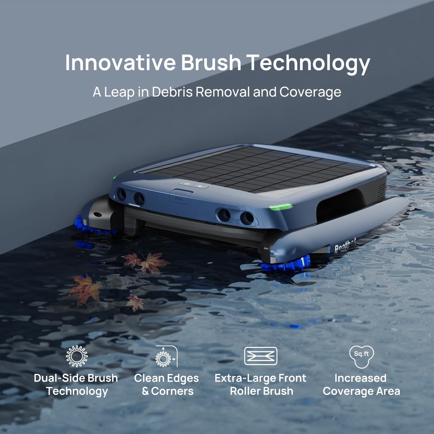 (2025 Upgrade) Beatbot iSkim Ultra 24/7 Cleaning Solar Powered Pool Skimmer with Water Clarification System & APP Control, Voice Broadcast, Dual Charging Options, Edge & Corner Cleaning, Blue