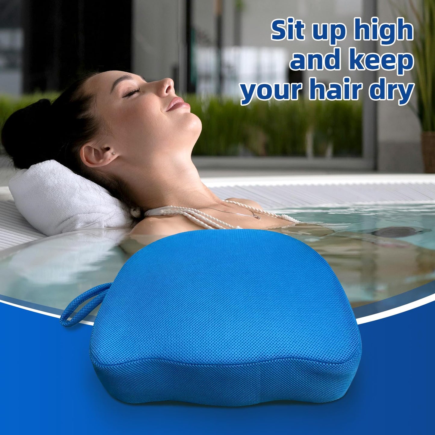 Hot Tub Booster Seat for Adults, Quick-Drying Portable Cushion with Weighted Module for Quick Sinking, Suitable for Hot Tub Booster Seat, Inflatable Hot Tub, Pool (2 Pack Blue)