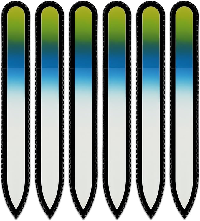 Mont Bleu Rainbow Crystal Nail File in Black Pouch - Czech Tempered Glass - Handmade in Bohemia (Czech Republic)