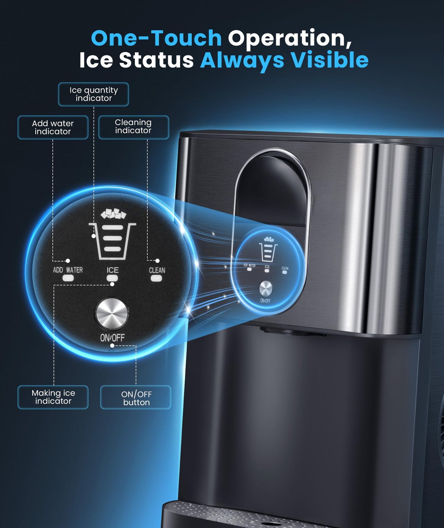 Countertop Nugget Ice Maker, 44lbs/24H Nugget Ice Machine Countertop, Chewable Pellet Ice Maker Machine with Ice Dispenser, 2.4L Water Reservoir, Self-Cleaning, Ideal for Kitchen/Bar/Office, D-Black