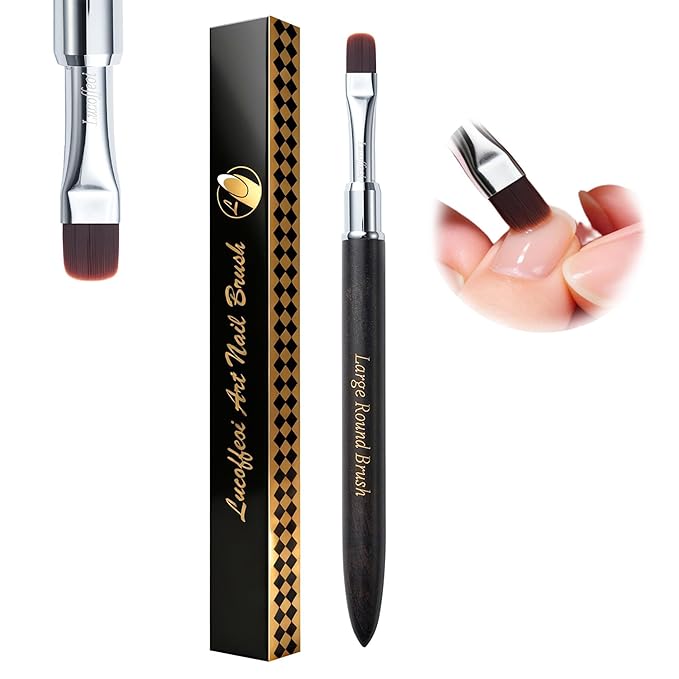 Large Round Brush for Builder Gel-Wide Head for Smooth,Streak-Free Application